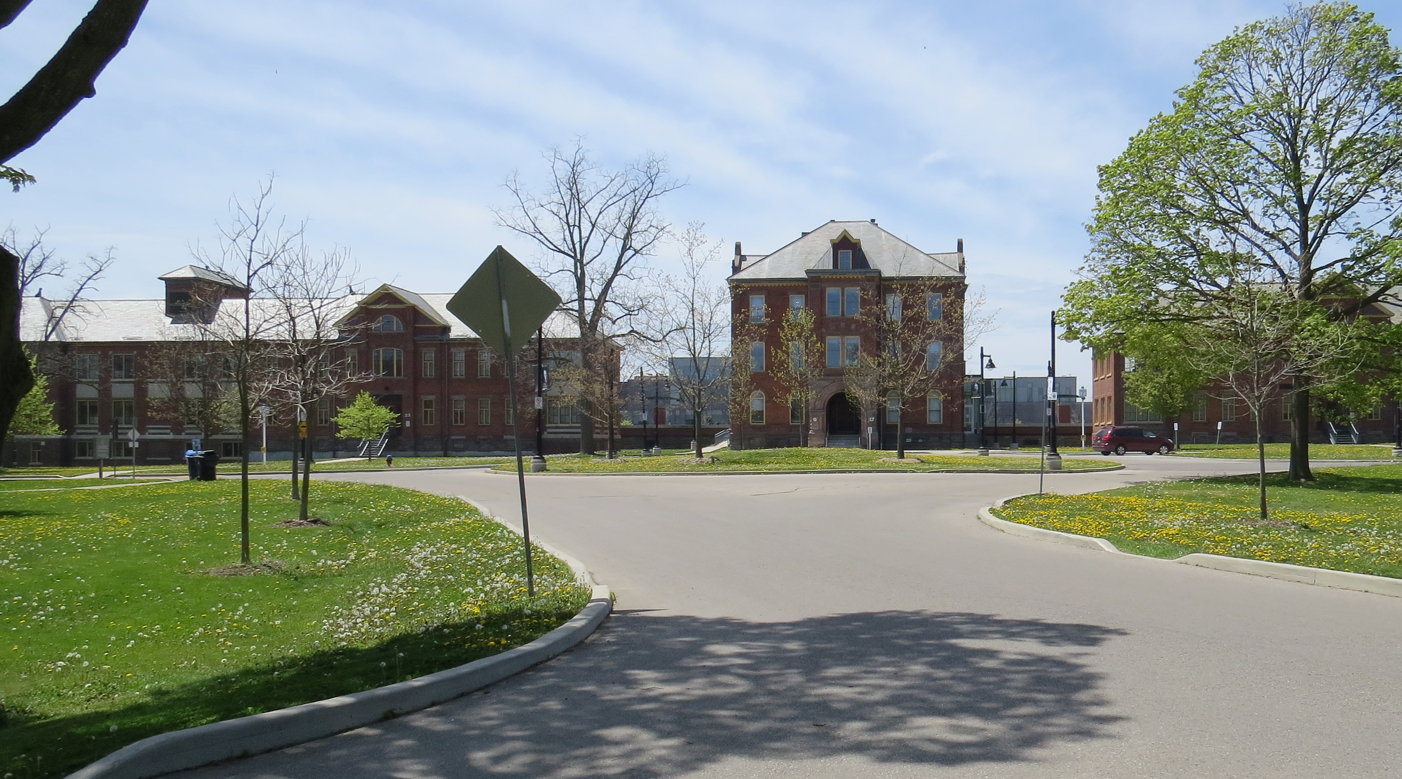 Left image: The police academy grounds